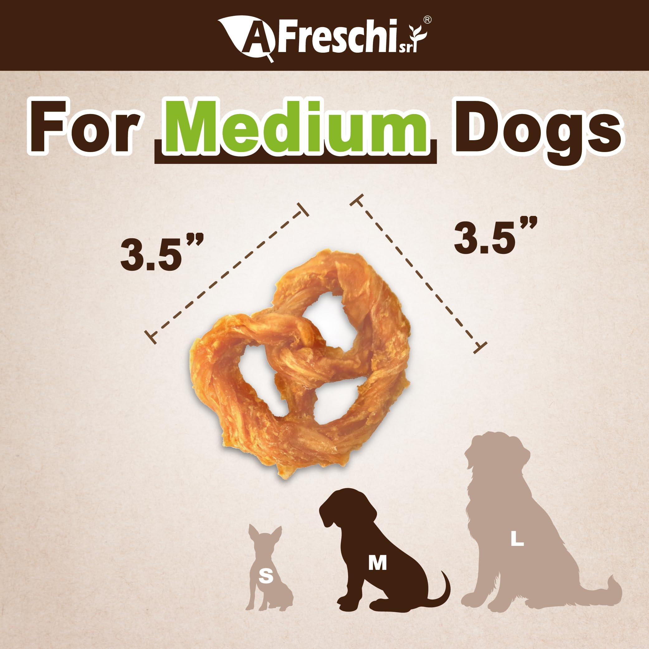 A Freschi premio natural para perros, tendones de pavo duraderos para masticar.