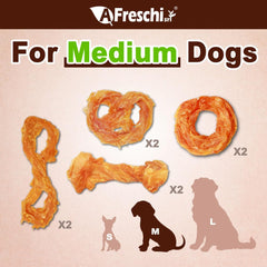 Tendones sin cuero para perros, masticación segura y duradera.