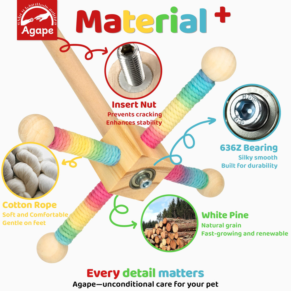 Agape percha con centro de madera de pino para masticar y afilar el pico