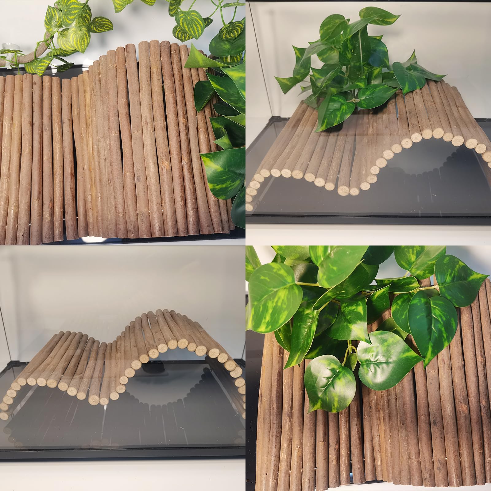 AGGQQA ambiente natural con ramas y puente, mejora la estética del hábitat.