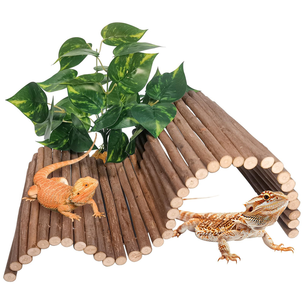 AGGQQA puente de madera para reptiles, ideal para escalar y explorar el terrario.