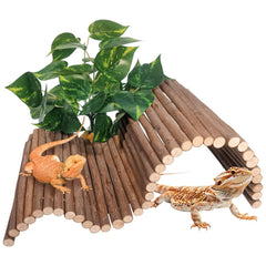AGGQQA puente de madera para reptiles, ideal para escalar y explorar el terrario.