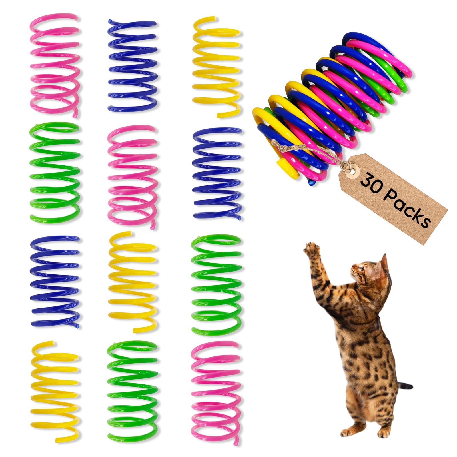 AGYM resorte espiral para gatos en primer plano, ideal para juego interactivo.