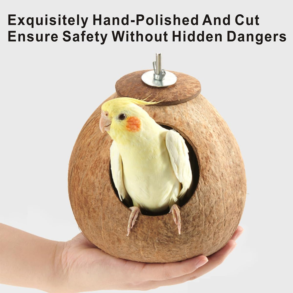 ahblqd nido de coco para jaula colgante, refugio cómodo para aves.