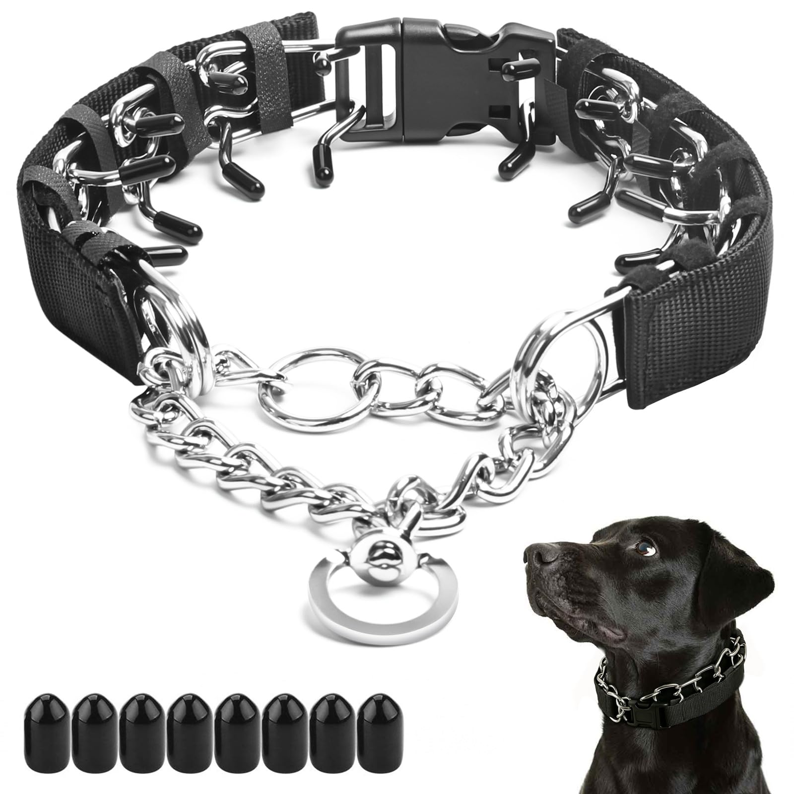 Collar de púas Aheasoun para perro mediano con funda de nailon, entrenamiento seguro