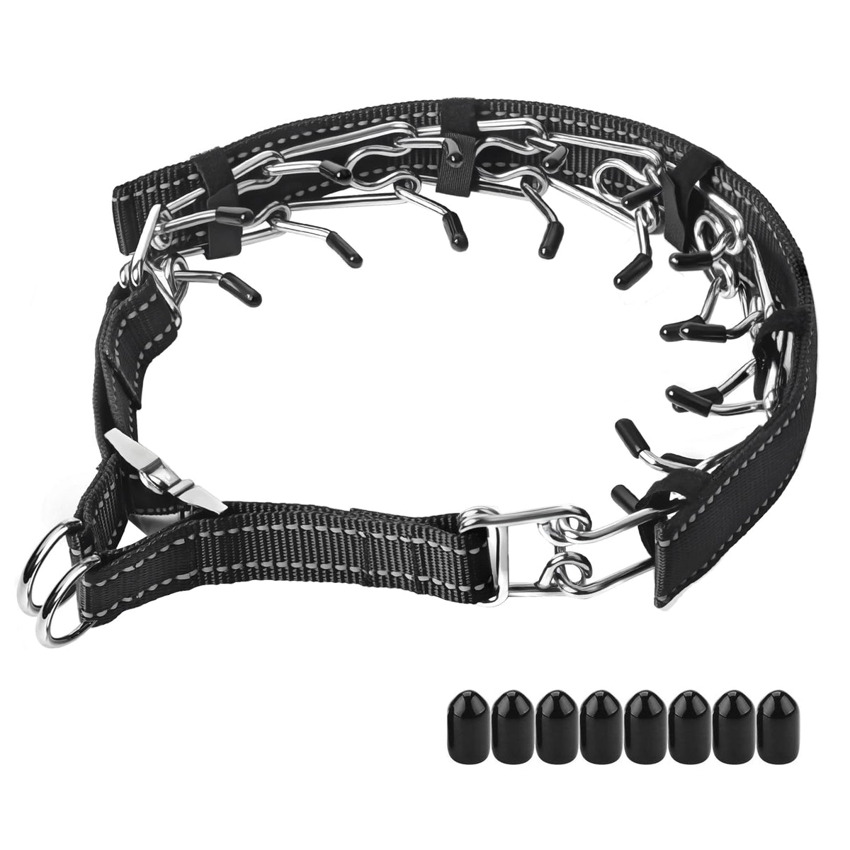 Aheasoun collar pinch para perro mediano con funda reflectante de nylon para visibilidad nocturna