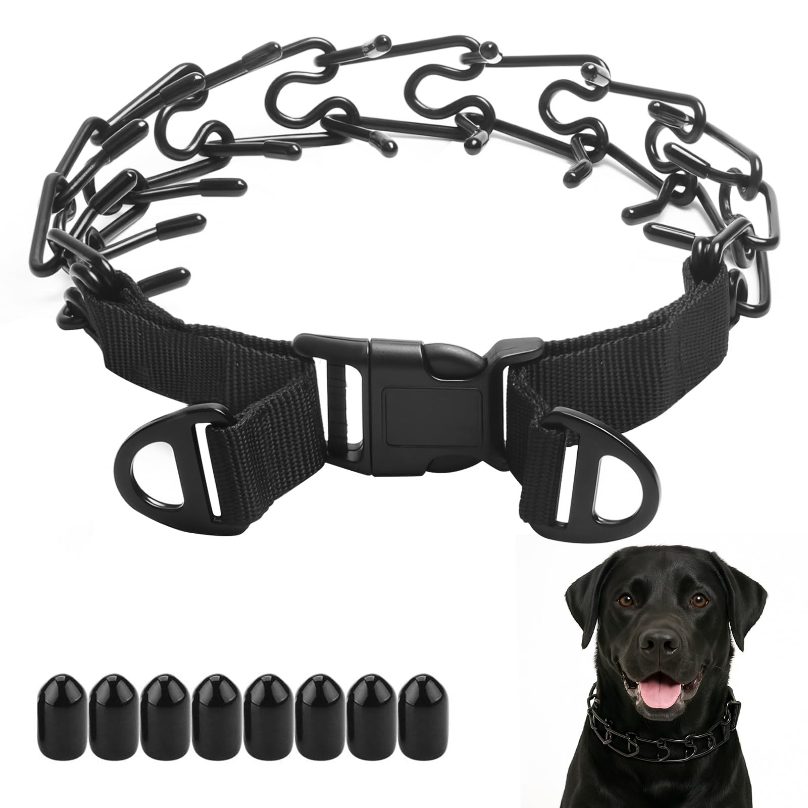 Aheasoun collar prong para perros grandes, enfoque en diseño robusto para adiestramiento.