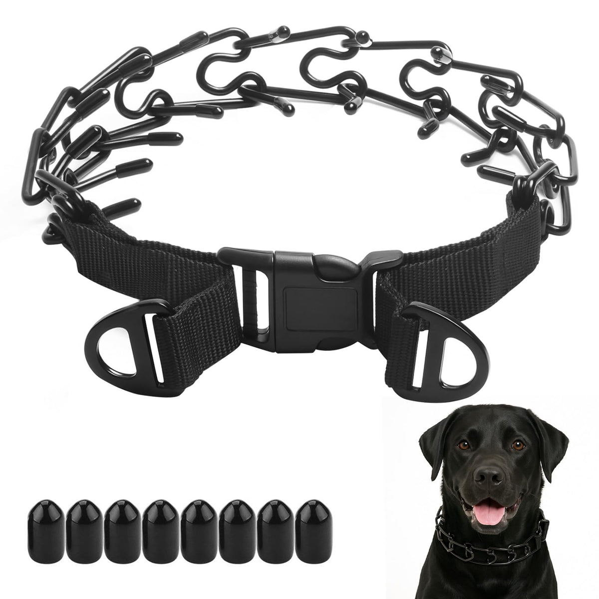 Aheasoun collar prong para perros grandes, enfoque en diseño robusto para adiestramiento.