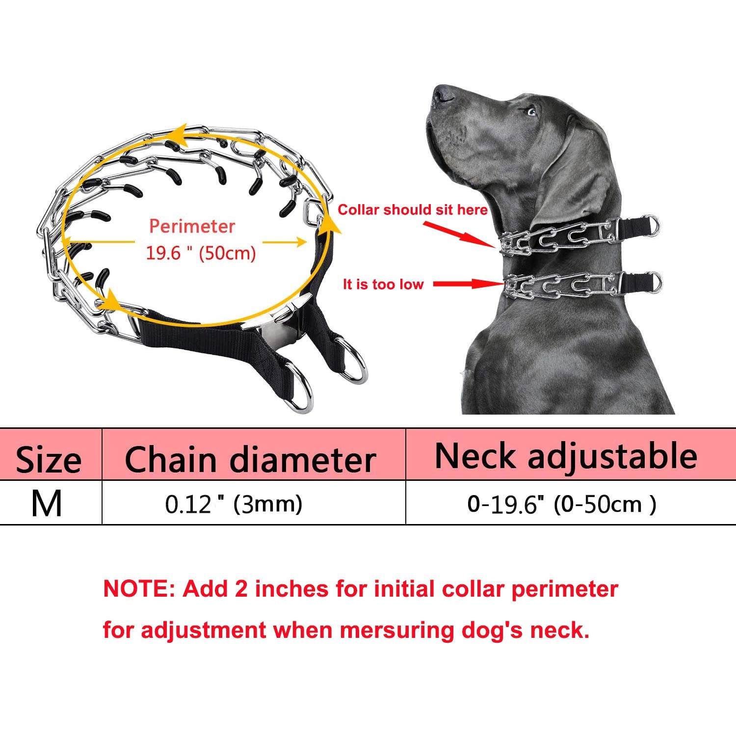 Ajuste de 19,6 pulgadas en collar Aheasoun para perros medianos