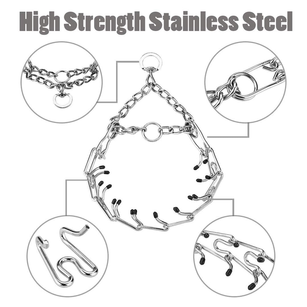 Aheasoun collar prong acero inoxidable cromado para uso duradero.