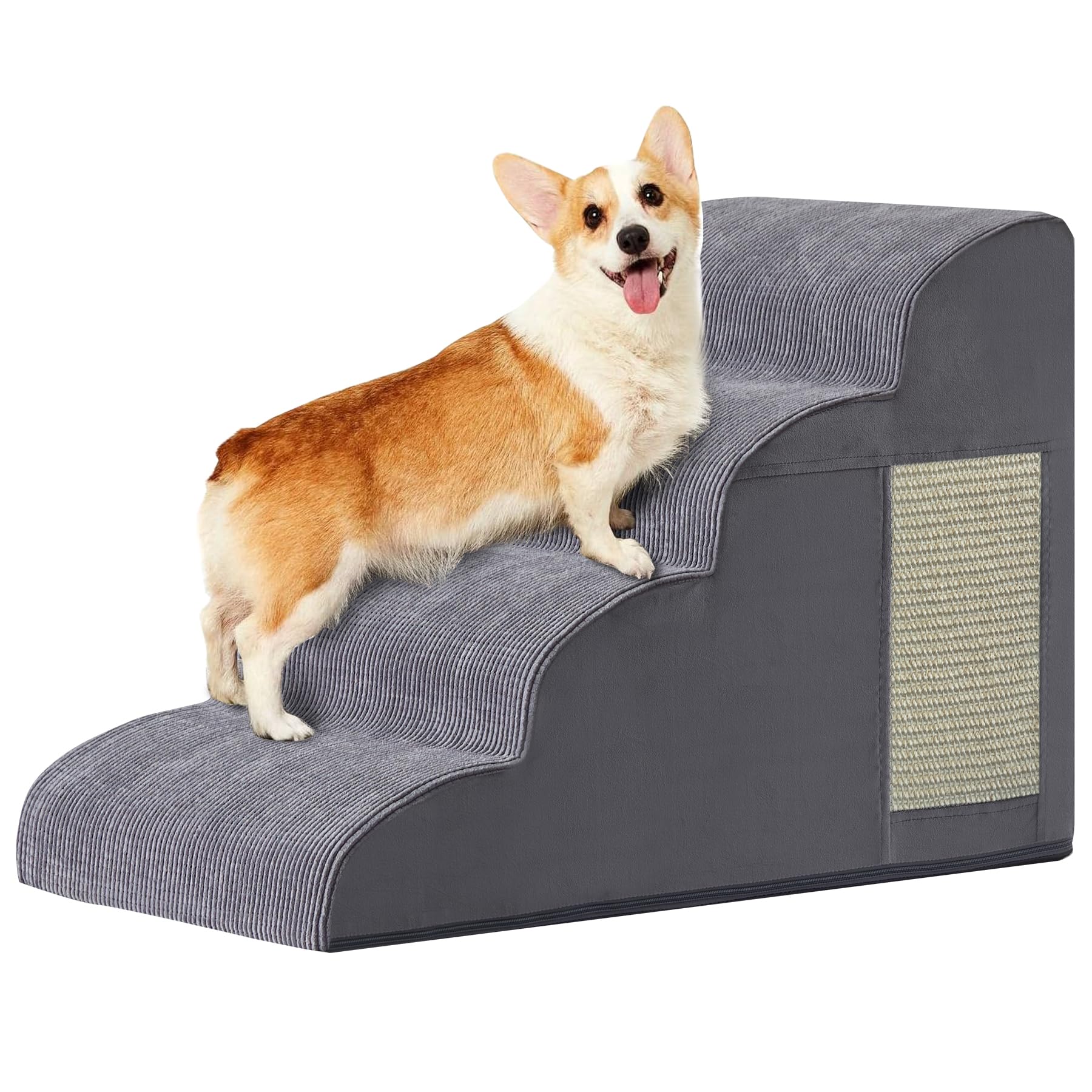 Ahpmeoa escalera para perros 4 pasos en cama, ideal para subir y bajar sin esfuerzo.