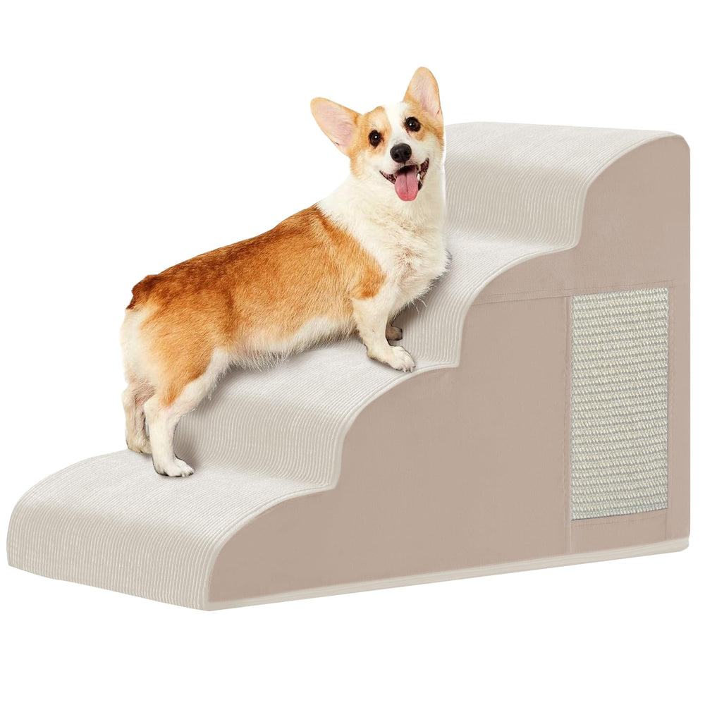 Ahpmeoa escaleras para perros 4 pasos beis, cómodas para subir a la cama.