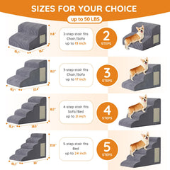 Ahpmeoa escalones para perros subiendo al sofá, solución práctica para mascotas pequeñas.