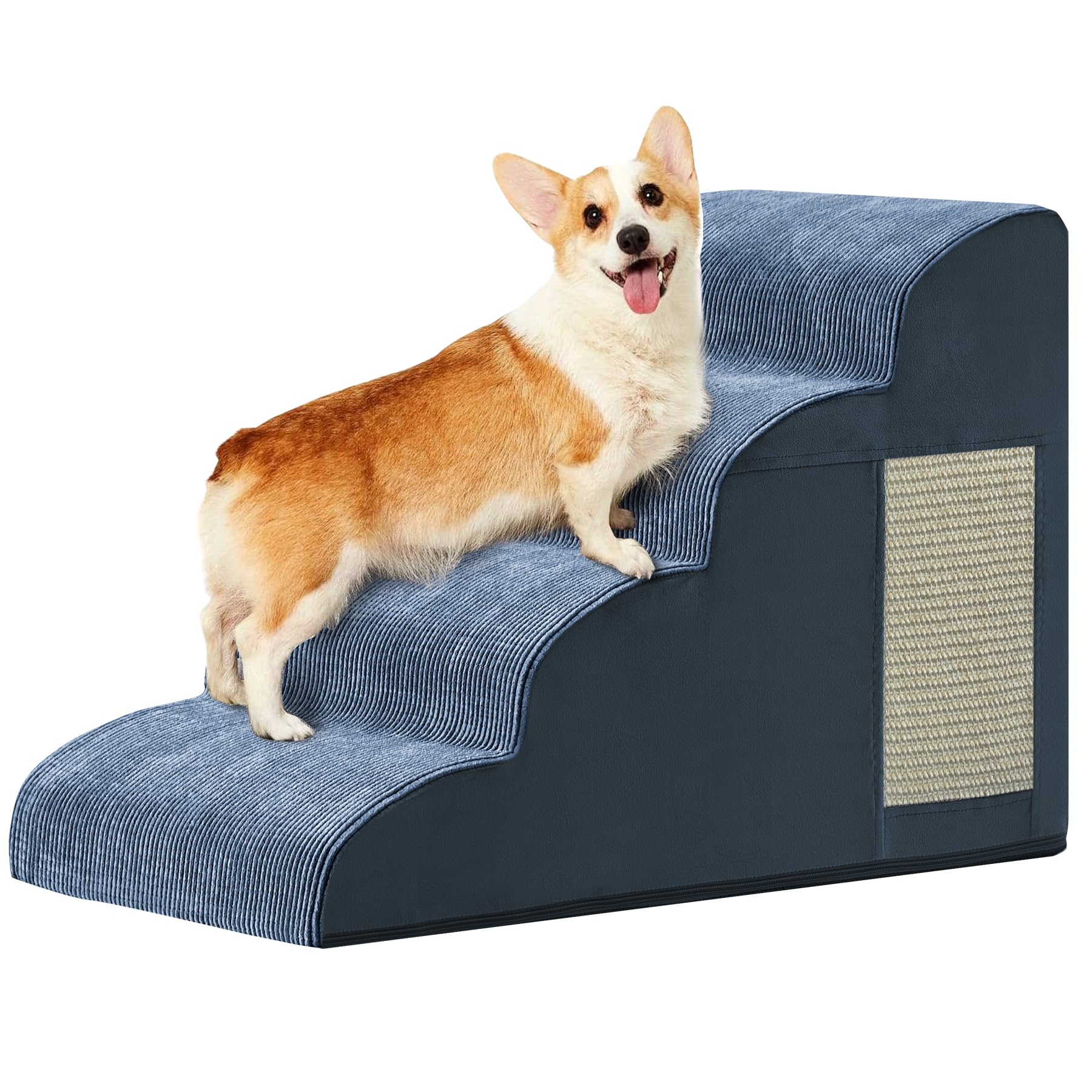 Ahpmeoa escaleras para mascotas 4 pasos, vista frontal, seguridad al subir.