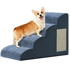 Ahpmeoa escaleras para mascotas 4 pasos, vista frontal, seguridad al subir.