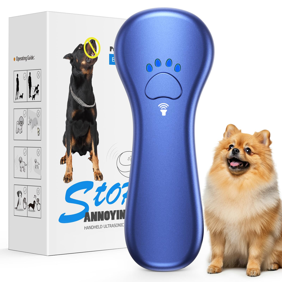 Ahwhg dispositivo anti-ladrido ultrasonico frontal, entrenamiento seguro para perros.