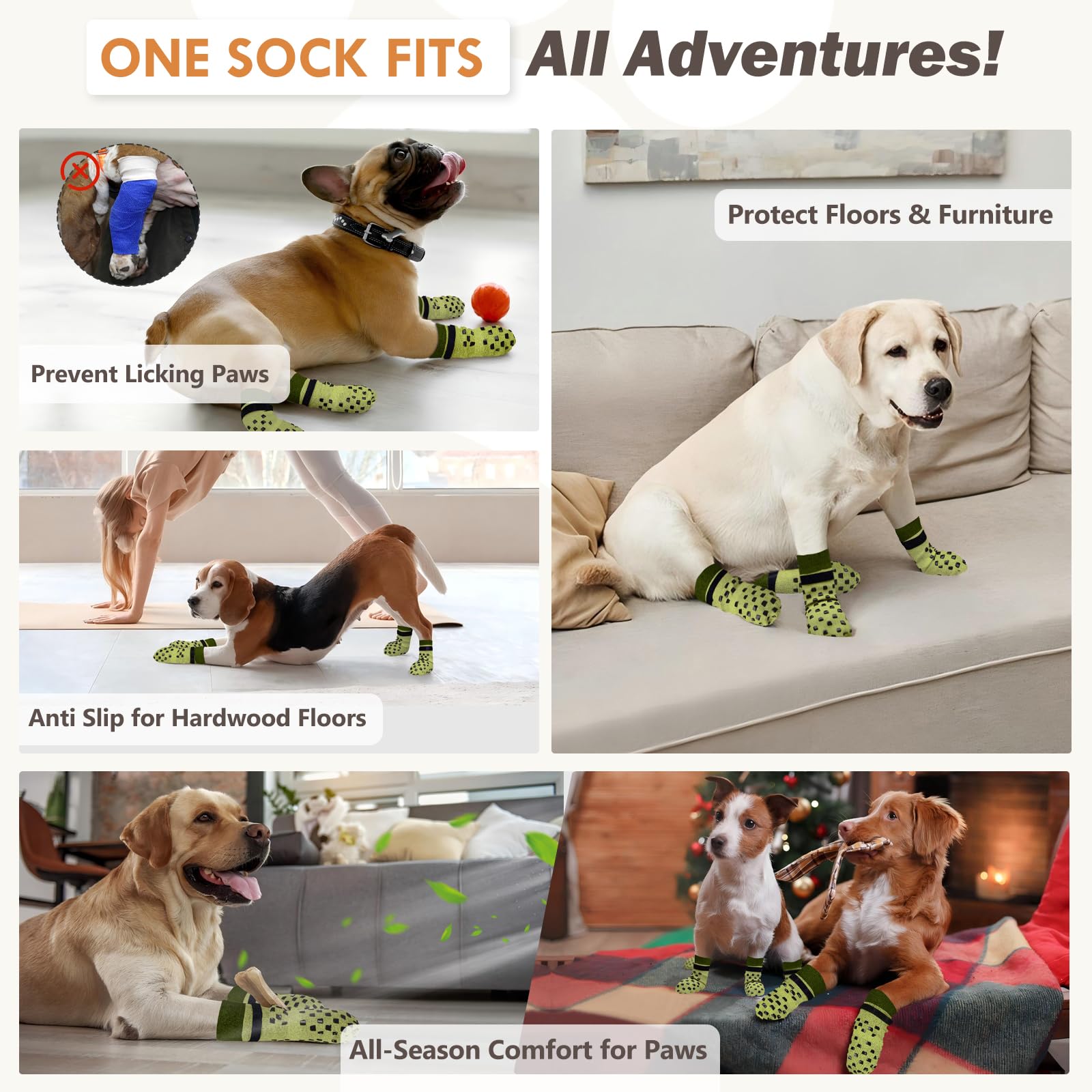 AIEDOULER zapatillas perro antideslizantes protección de patas para piel delicada y postoperatorios