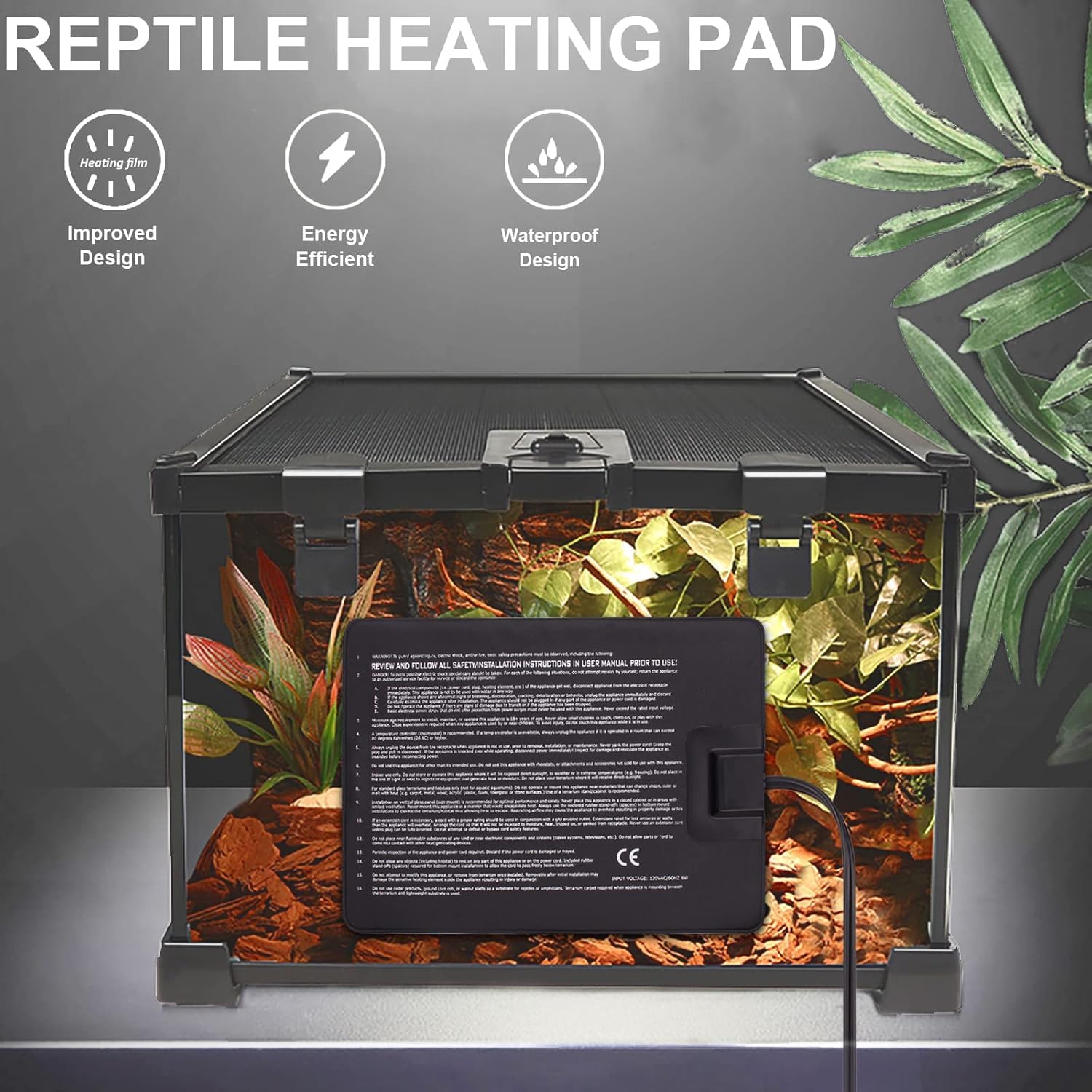 Aiicioo rango de calor 104-122F para entornos tropicales y reptiles.