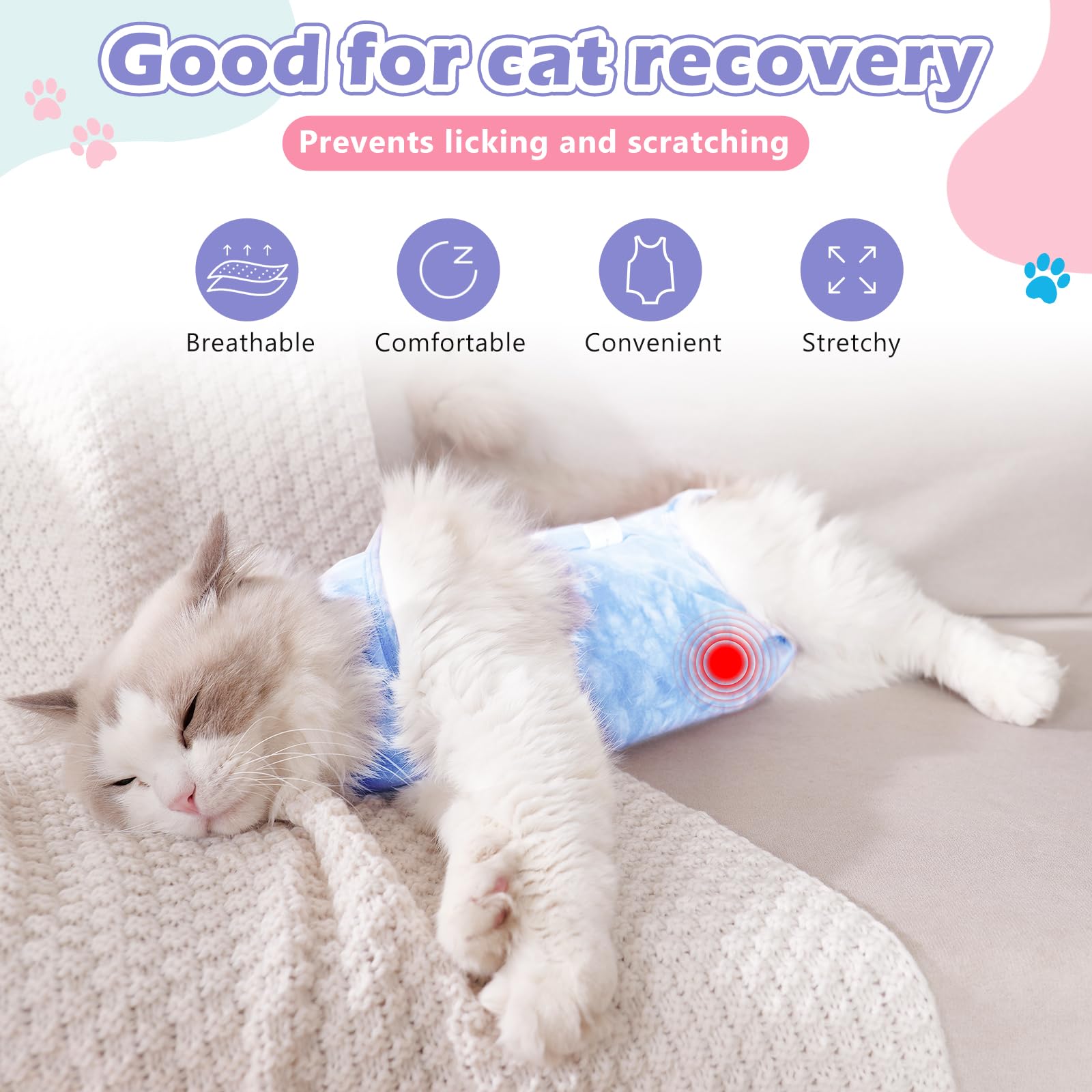 Aiieim conjunto de recuperación para gatos, dos piezas lavable
