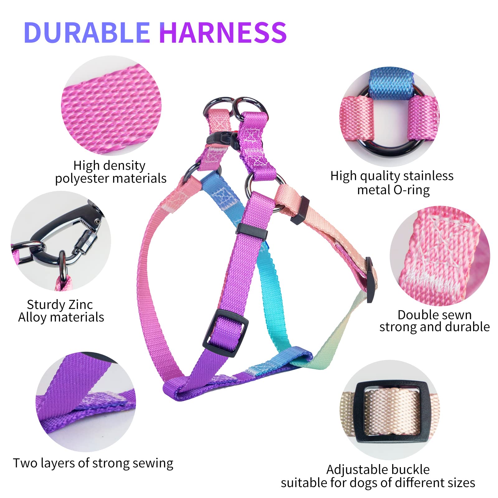 Aiitle correa duradera para perro en gradiente rosa, ideal para paseos.