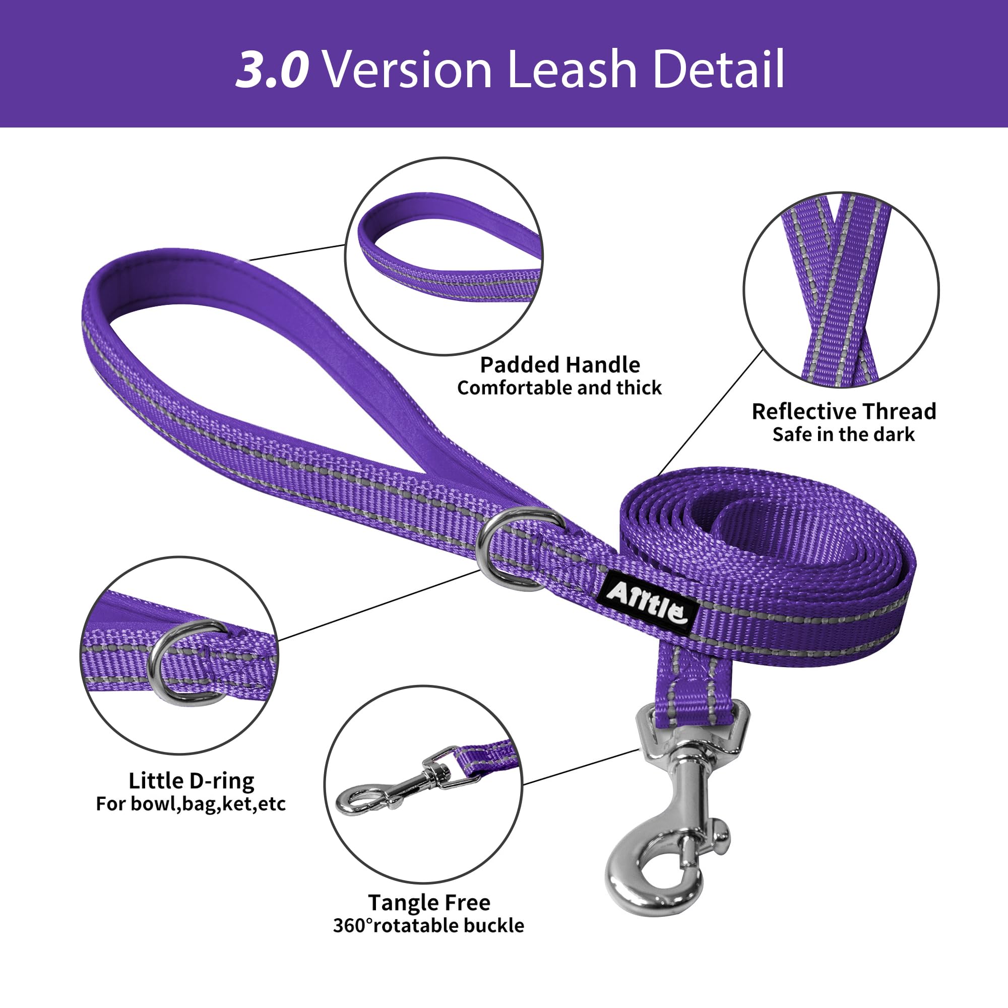 Uso diario Aiitle morado XL para paseos y entrenamiento al aire libre