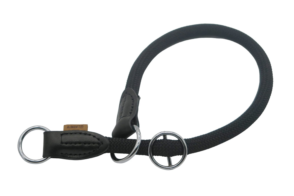Aiminto collar martingale trenzado negro, ajuste seguro para perros medianos y grandes.