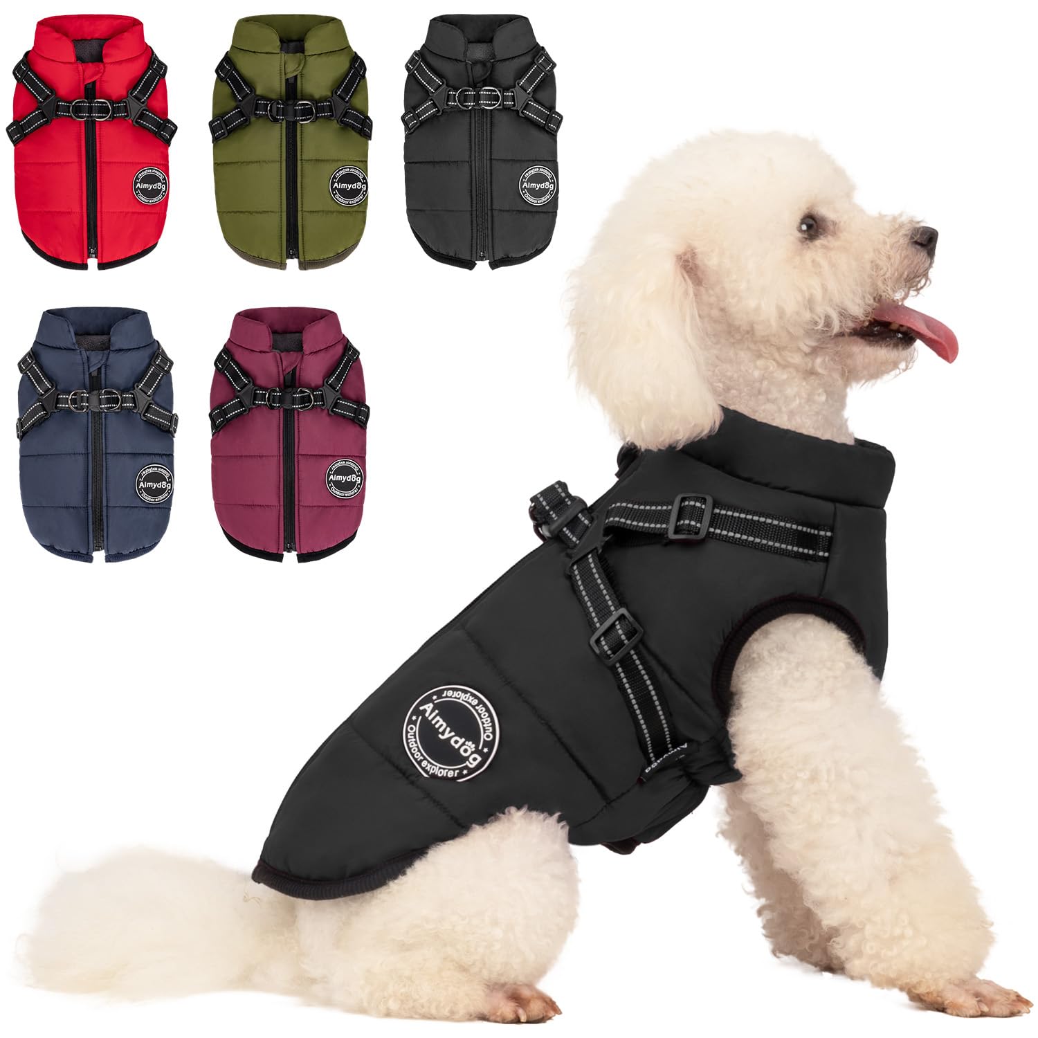 AIMYDOG abrigo para perro vista frontal mantiene calor y comodidad en paseos