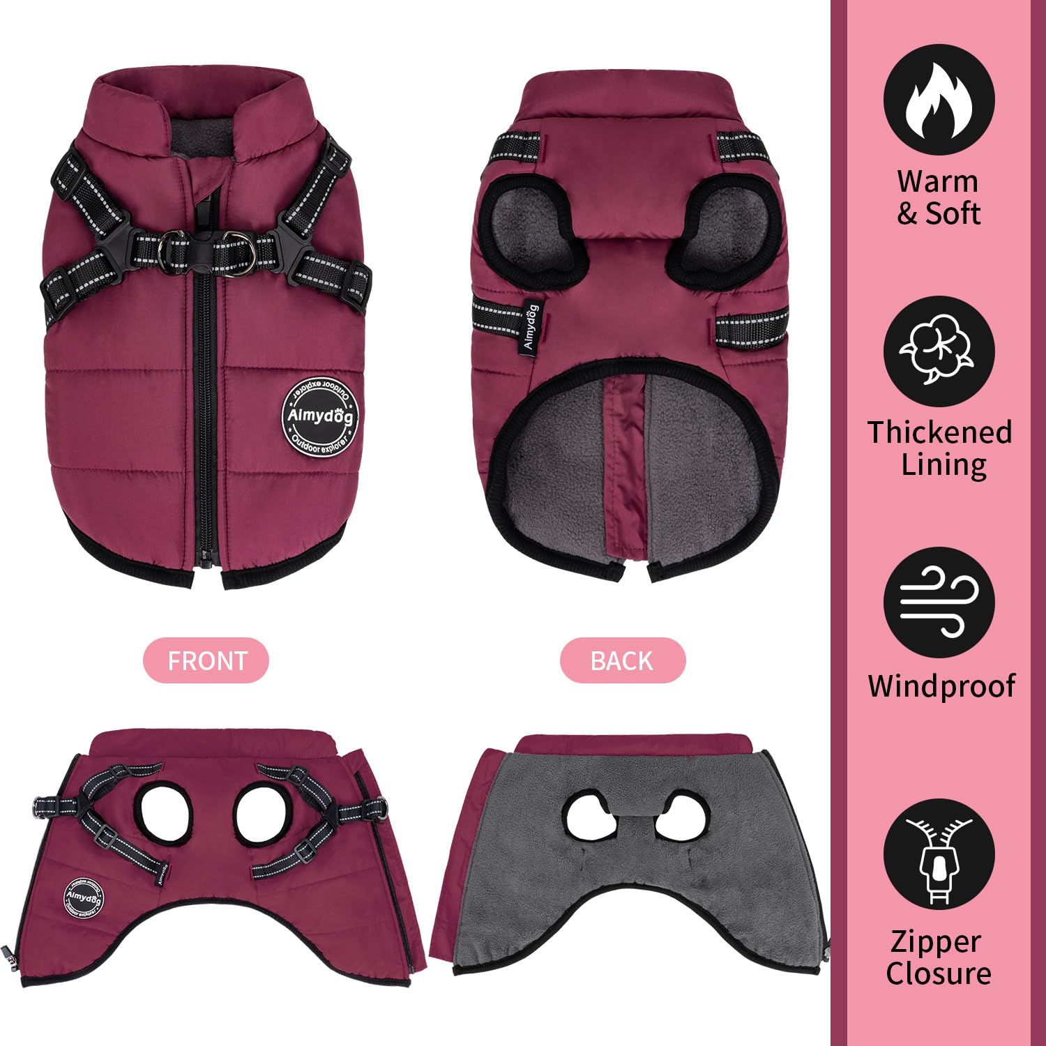 Aimydog arnés con tiras reflectantes para seguridad nocturna