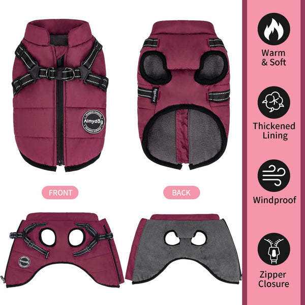 Aimydog chaleco con cremallera trasera y flap para evitar enganches.