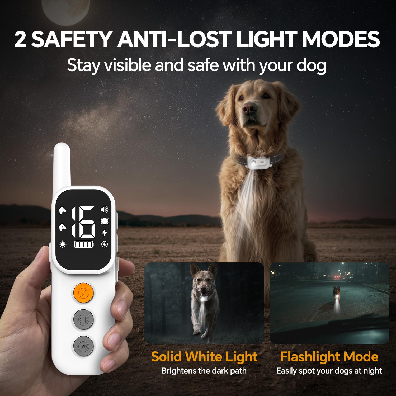 Collar AINSYLI con cuatro modos y luz LED para visibilidad nocturna