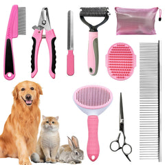 Aiolpy kit de cuidado para perros y gatos con cepillo deslanador para reducir pelo suelto