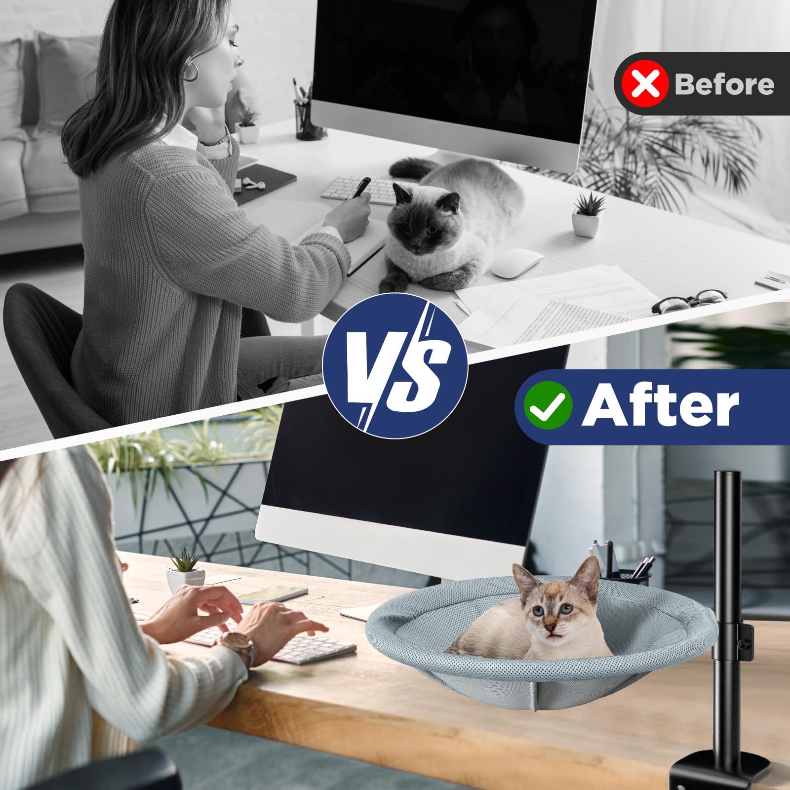 AIPERRO cama-escritorio-gato, cubierta lavable para limpieza fácil.
