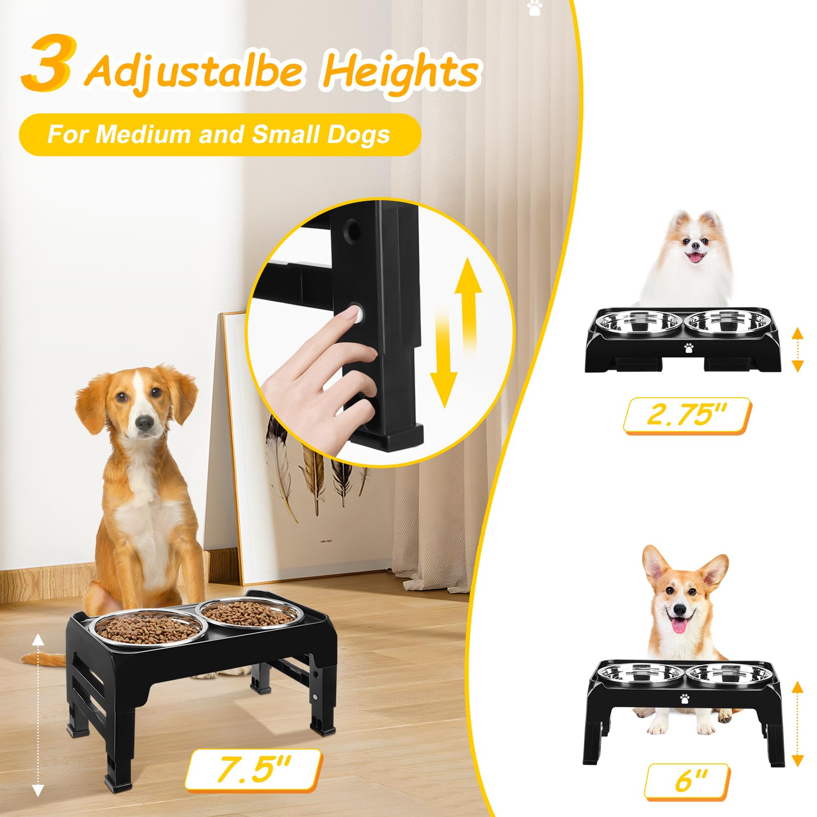 AIRMX tazones elevados a 6 pulgadas para altura ergonómica al comer.