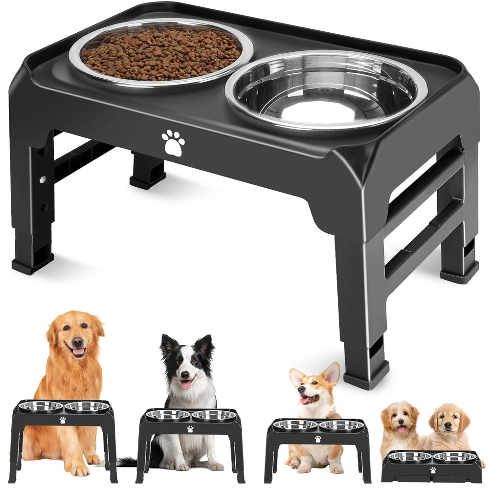AirMX platos elevados ajustables para perros medianos y grandes, reducen estiramiento al comer.