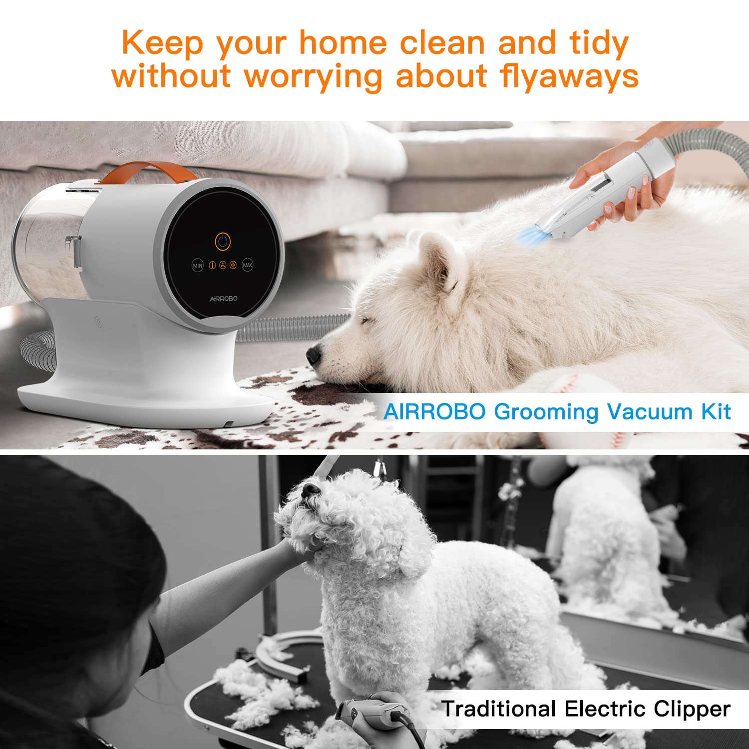 Airrobo motor silencioso de 50 dB, ideal para mascotas sensibles