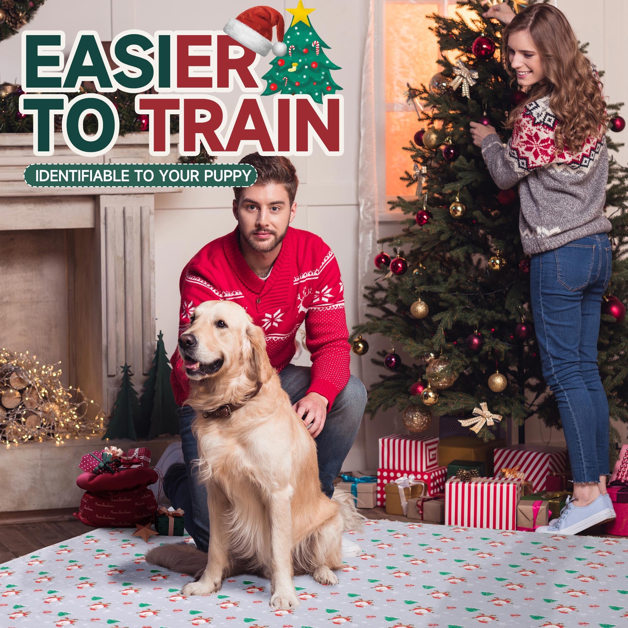 Almohadilla lavable para perros, diseño navideño, antideslizante para área de juego.