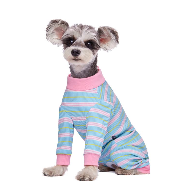 Pijama de recuperación AITOLI para perro, vista dorsal, cubre el pelo y evita que caiga pelos.