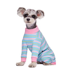 Pijama de recuperación AITOLI para perro, vista dorsal, cubre el pelo y evita que caiga pelos.