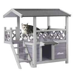 Casita para gatos Aivituvin, vista exterior, estructura robusta para uso interior y exterior.