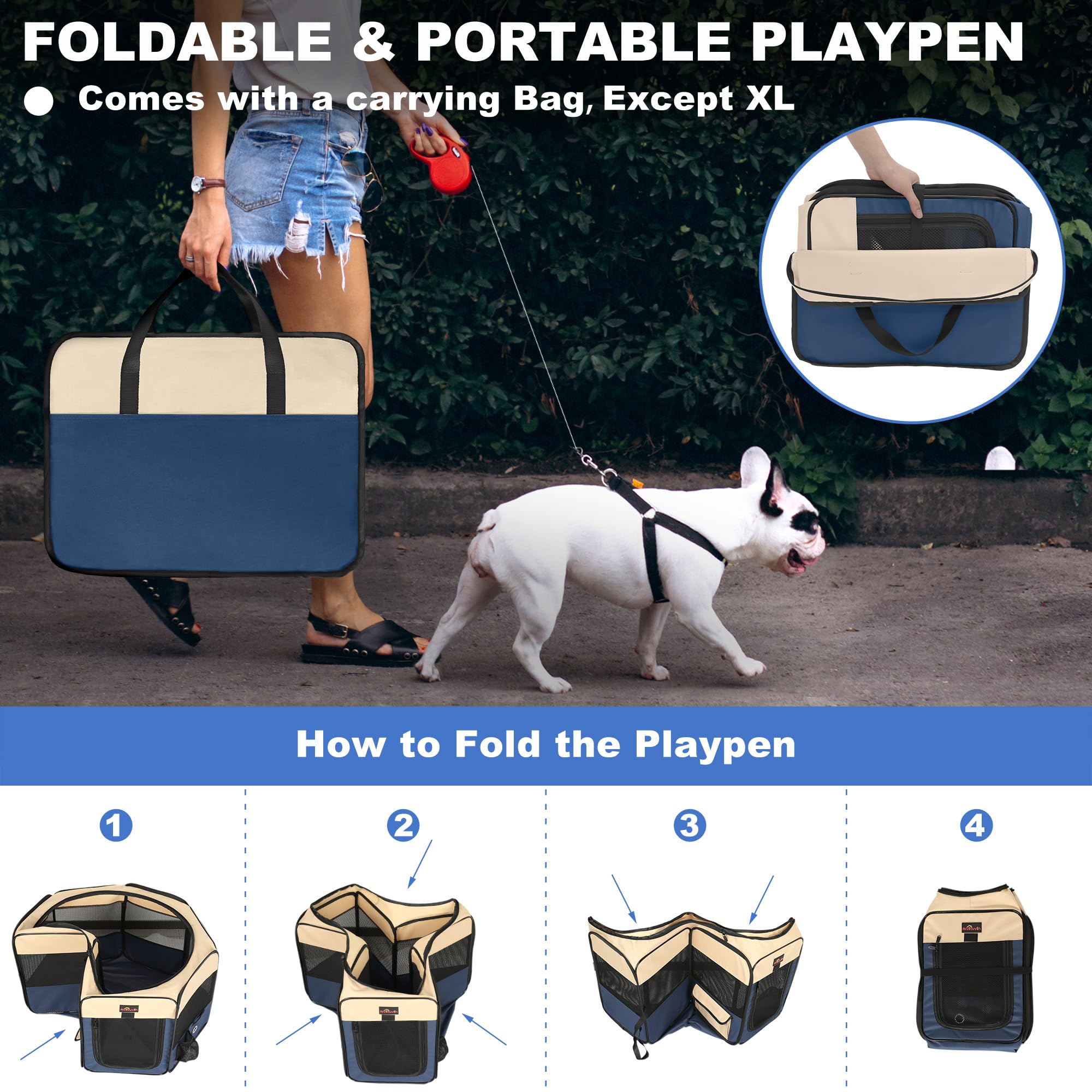 Aivituvin corral con bolsillos laterales para guardar objetos pequeños.