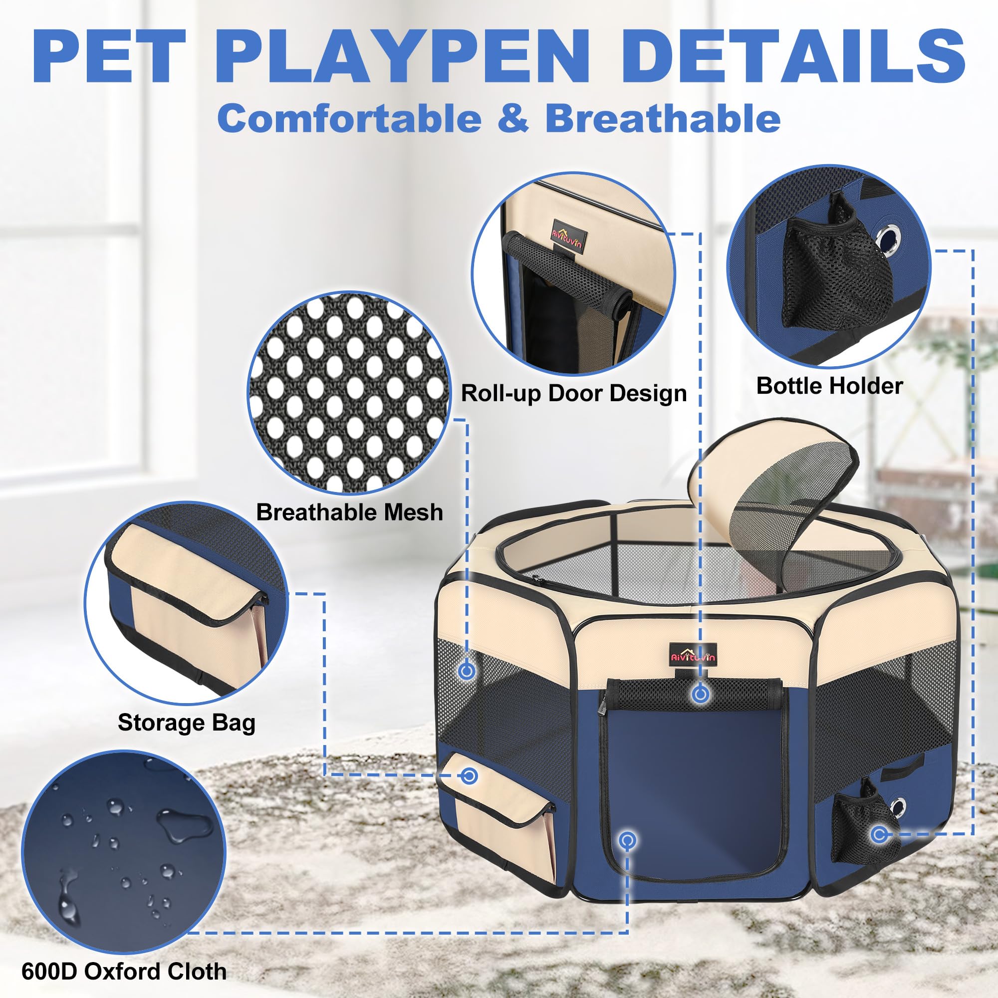 Aivituvin corral con techo desmontable, ideal para uso interior y exterior.
