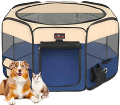 Aivituvin jaula plegable para perros azul, ideal para interior y viaje.