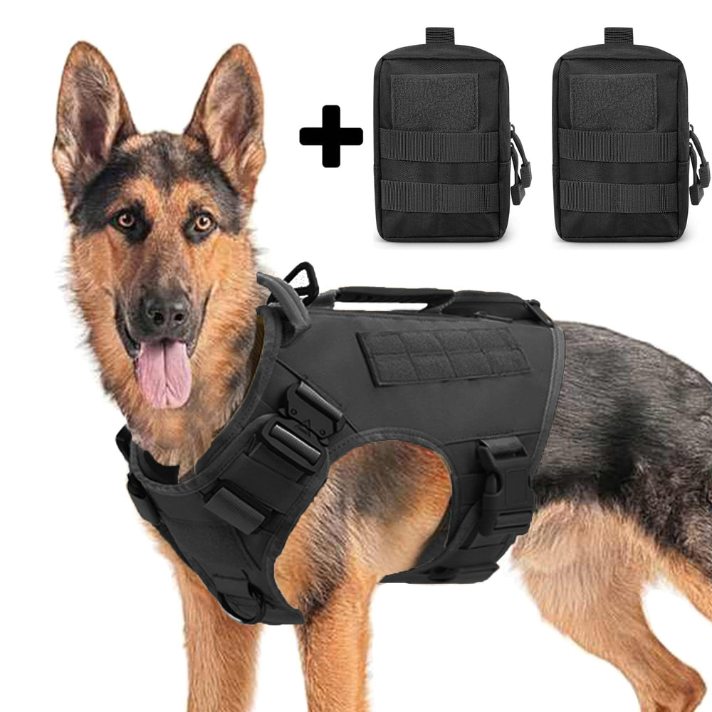 Arnés AIWAI con mochila táctica y bolsas laterales, ideal para organizar accesorios durante paseos.