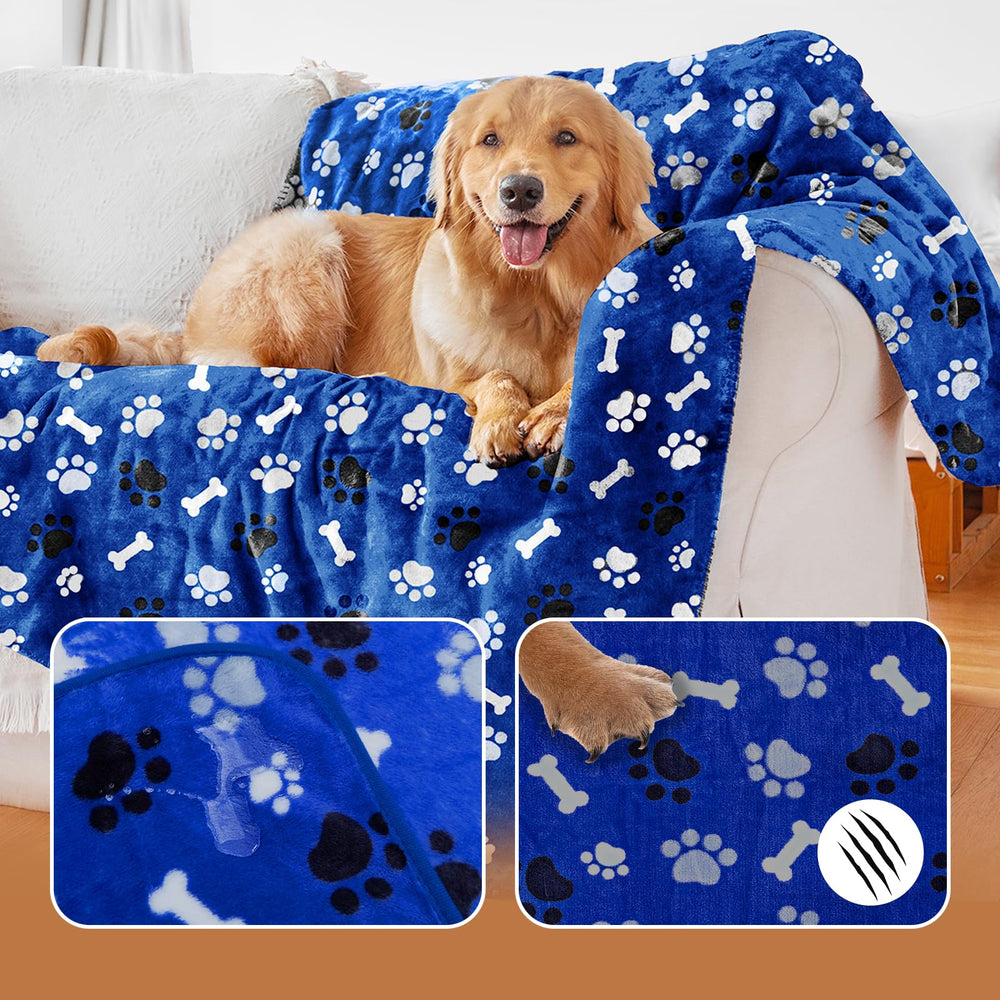 AIWEK manta doble cara felpa coral azul, sensación de lujo para mascotas