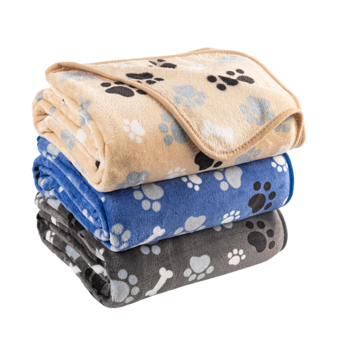 Manta AIWEK para perros con diseño de hueso y patitas, ideal para sofá.