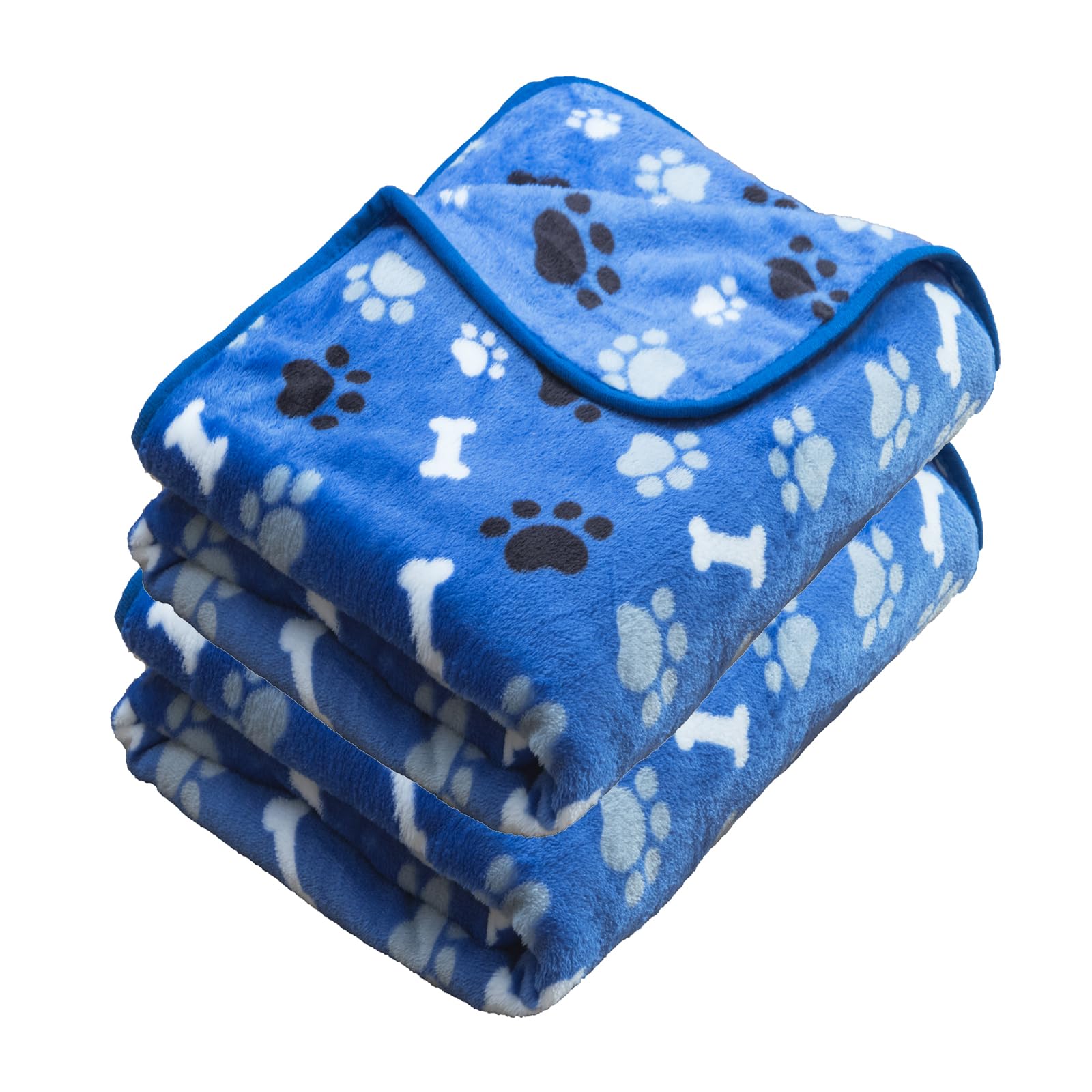 AIWEK manta para perros con patrón de pata y hueso en azul, suave y cálida.