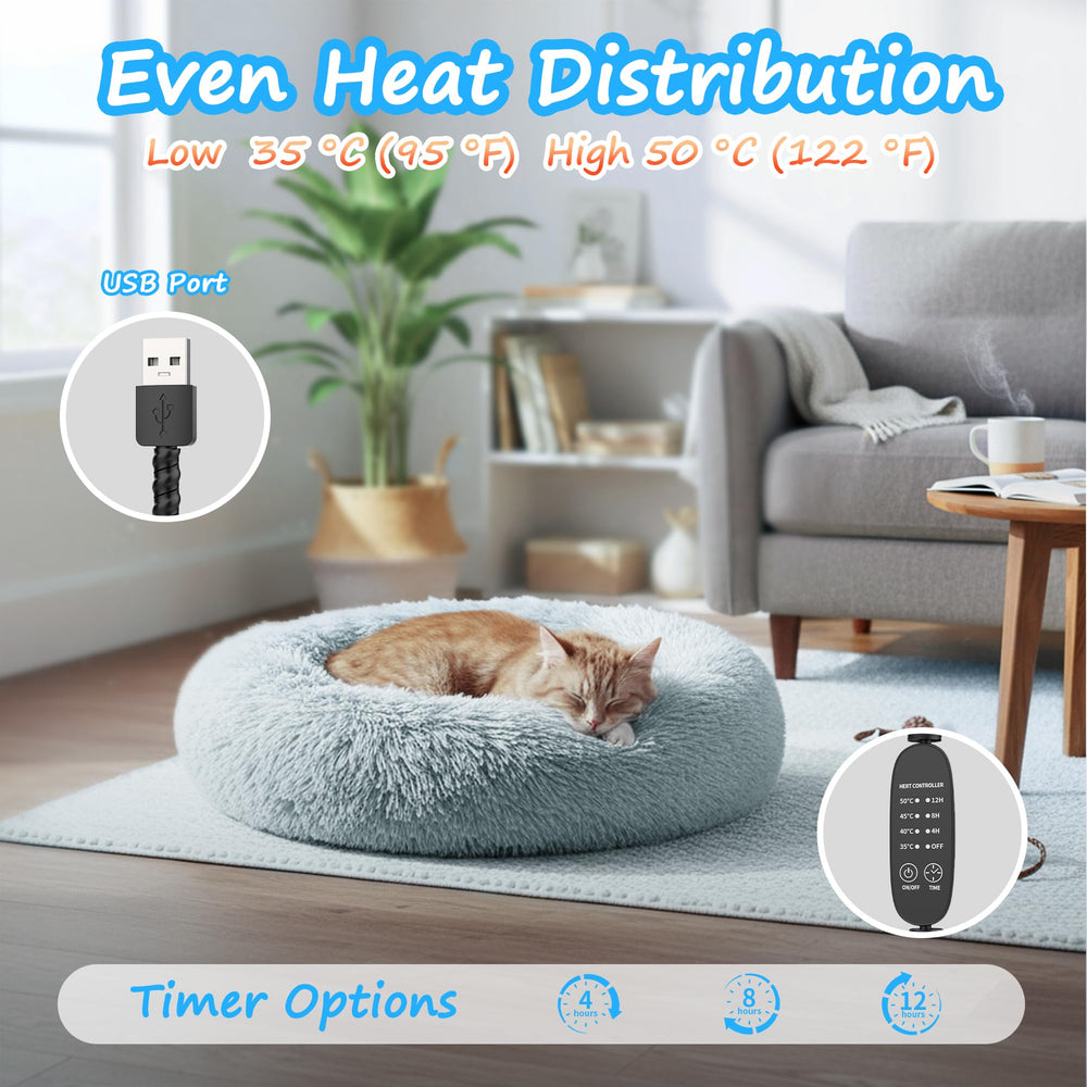 Cama gato calefaccionada con ajuste de temperatura de cuatro niveles