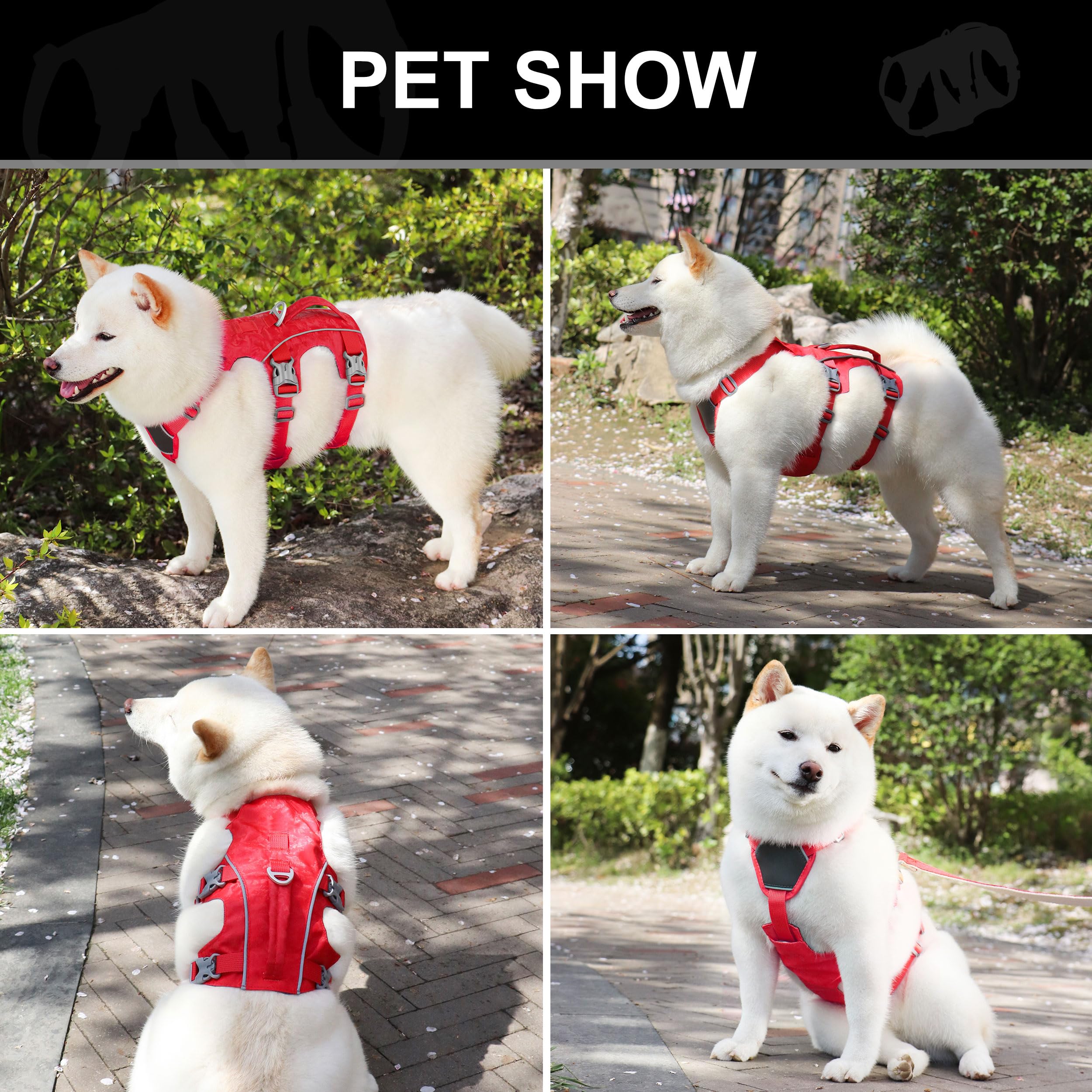 AKAILEA arnés rojo para perros pequeños, pecho 14-22 pulgadas