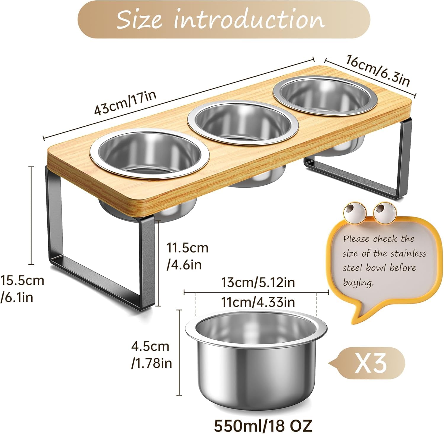 AKAOLA soporte de madera resistente mantiene los cuencos estables durante la comida.
