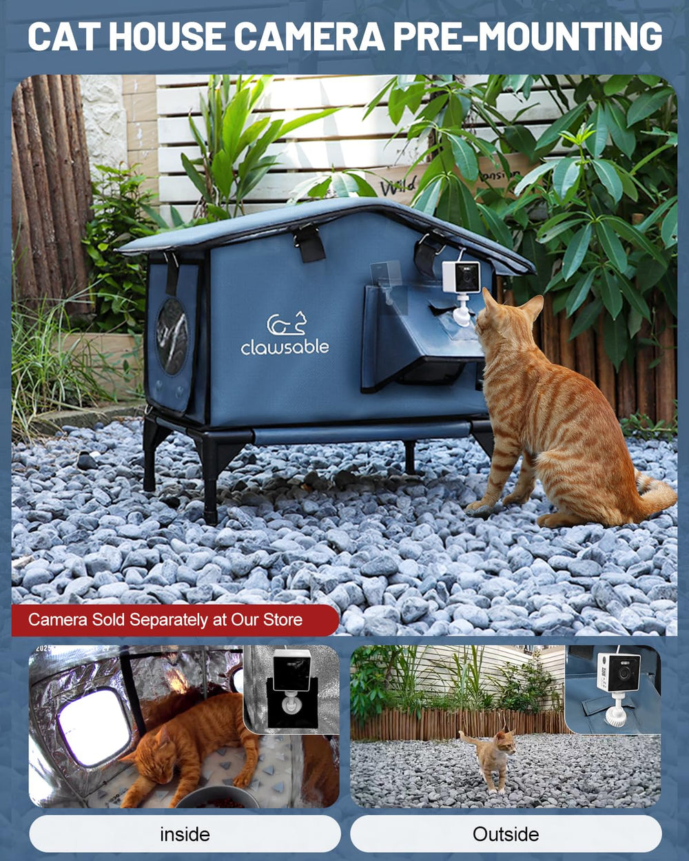 Akentio casa-gato aislada impermeable, teja amplia protege contra lluvia y viento.